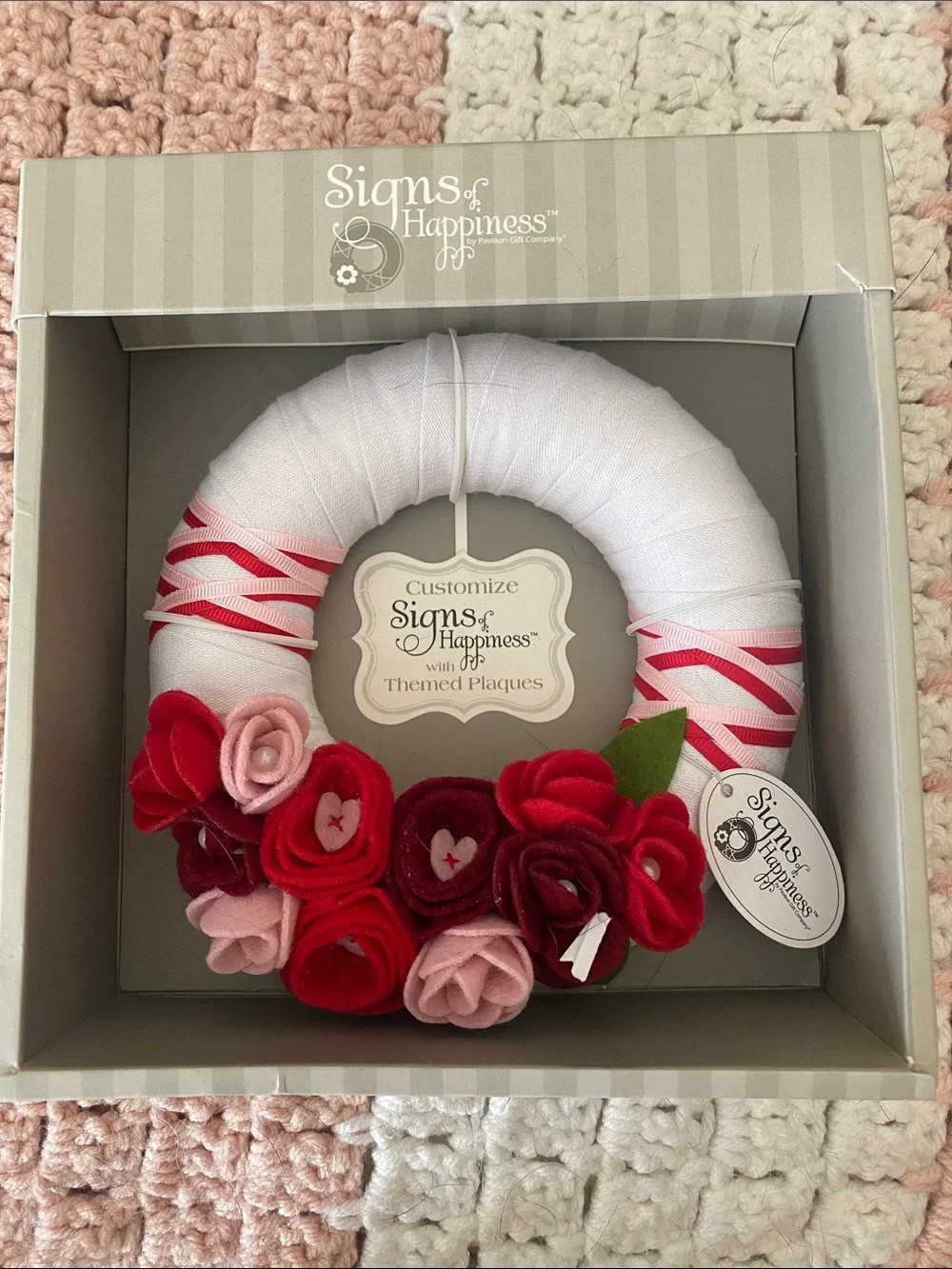 Signs of Happiness “My Valentine” Pink & Red Floral Wreath 6 in Pavilion Gift Co
